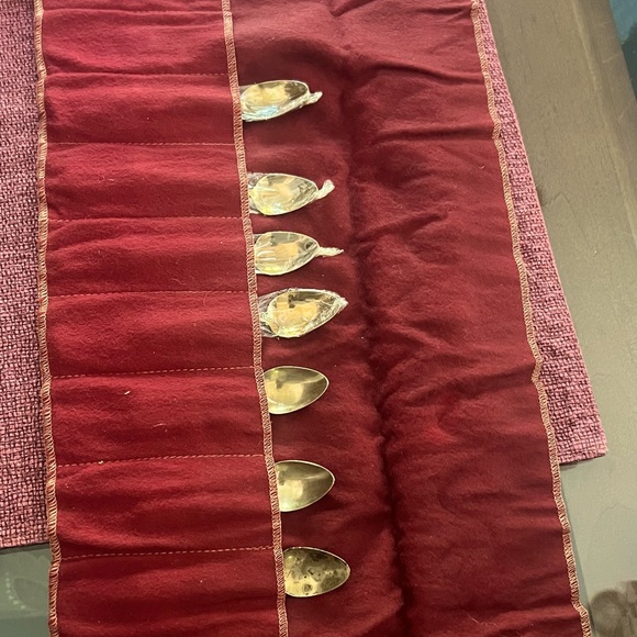 Vintage Brass and Rosewood S Thialand Teaspoons and Wrap - Picture 3 of 4